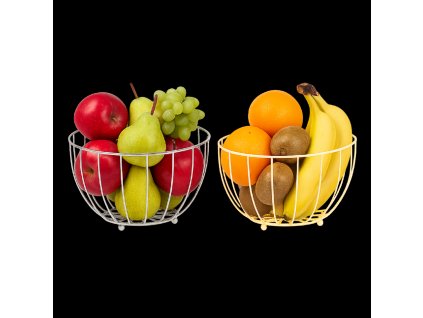 KOŠÍK NA OVOCIE 26 x 26 x 16,5 CM KOVOVÝ MIX 2 FARIEB ZLATÝ/STRIEBORNÝ *8977