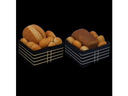 KOŠÍK NA PEČIVO 21,5 x 21,5 x 11 CM MIX 2 FARIEB ZLATÁ/STRIEBORNÁ S ČIERNYM VLOŽKOM *8991