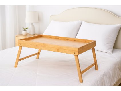 RAŇAJKOVÝ STOLÍK/ POD LAPTOP DO POSTELE SO SKLADACÍMI NOHAMI 50x30x4/21cm*6428