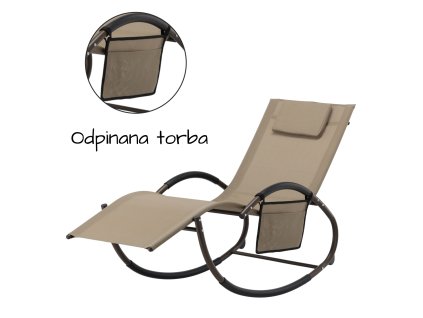 HOJDACIE LEHÁTKO 161 x 60 x 80 cm HNEDÉ S VRECKOM *1595