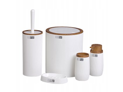 KÚPEĽŇOVÁ SÚPRAVA OKRÚHLY 5 EL. BIELA / DREVO *7751