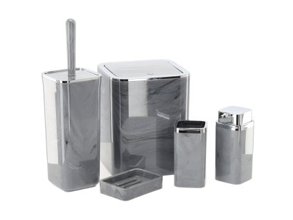 ŠTVORCOVÁ KÚPEĽŇOVÁ SÚPRAVA 5 KS MARMOROVÁ SIVÁ *5140