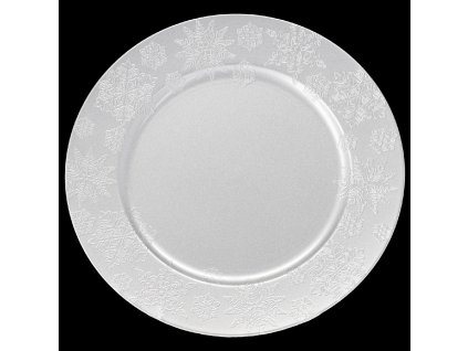 OKRÚHLA PODTANIEREK 33 x 33 x 2 CM SO VZOROM SNEŽIENOK STRIEBORNÝ bal=6 ks *8625