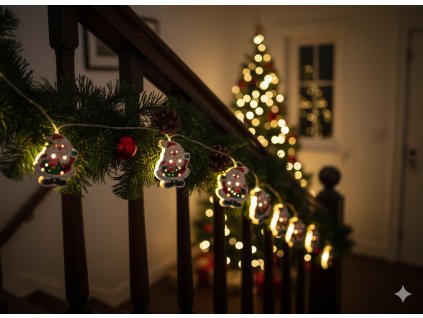 DREVENÁ LED SVETELNÁ REŤAZ - MIKULÁŠ 10L NA BATÉRIE *4086
