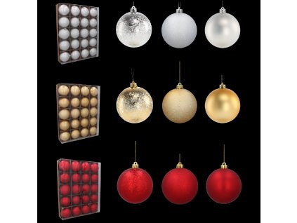 SADA 20 BOMB 8 CM ČERVENÁ/ZLATÁ/STRIEBORNÁ MIX VZOROV *7672