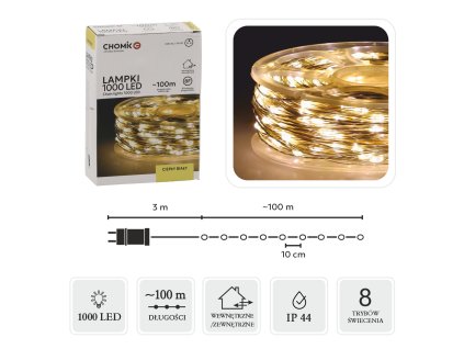 LED DRÔTY NA CIEVKE 1000L TEPLÁ BIELA, DL. 3 + 100 M *0085