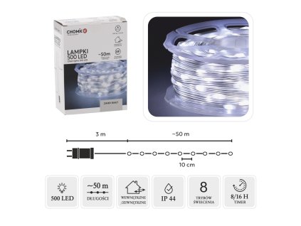 LED MIKRO LAMPY NA CIEVKE 500L STUDENÁ BIELA, DĹ. 3 + 50 M *0122