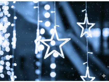 LED SVETELNÁ ZÁCLONA HVIEZDY 138L DĹ. 3 + 2 M STUDENÁ BIELA VNÚTORNÁ/VONKAJŠIA *0238