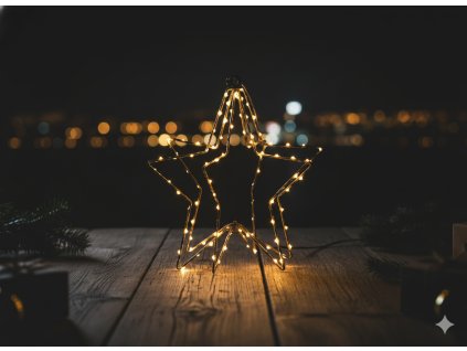 VIANOČNÁ DEKORÁCIA - HVIEZDA LED 30 CM 95 L TEPLO BIELA NA BATÉRIE *0337