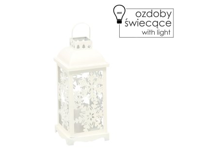 VIANOČNÁ LAMPA 12,5 x 12,5 x 34 CM LED KOVOVÁ BIELA - VLOČKY *0894