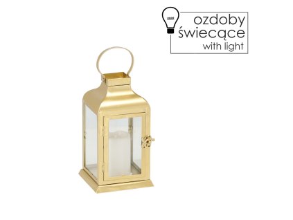 LAMPION 11 x 11 x 22 CM LED KOVOVÝ ZLATÝ *0900