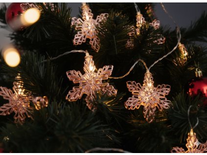 LED SVETELNÁ REŤAZ VLOČKY 10 L RUŽOVÉ ZLATO TEPLÁ BIELA *1013