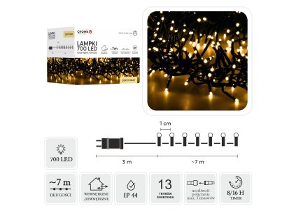 LED KLASTROVÉ SVETLÁ 700L STUDENÁ BIELA, DL. 3 + 7 M VNÚT/VON 8189