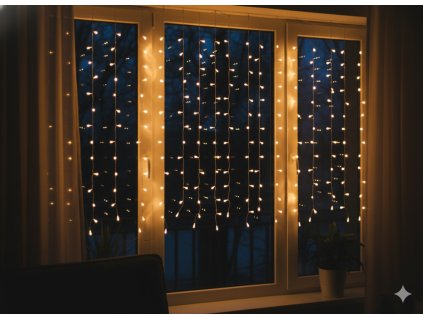 SVETELNÁ OPONA DRÁTIKY 240L TEPLÁ BIELA, 5 x 1,5 M, USB, S DIAĽKOVÝM OVLÁDAČOM *8462