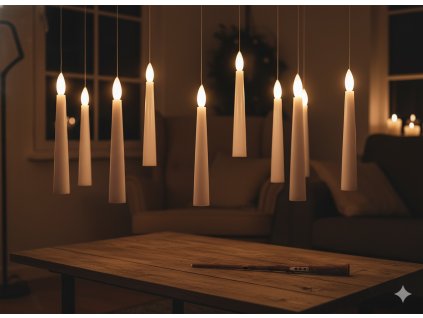 SADA 10 ZÁVESNÝCH LED SVIEČOK S PRÚTIKOM 1,5 X 15,5 CM *9452