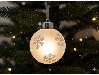 SADA 3 SKLENENÝCH GÚL S LED OSVETLENÍM A S VLOČKAMI S DIAĽKOVÝM OVLÁDANÍM 8 X 10 CM *9476