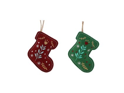 VIANOČNÁ OZD. OZDOBNÝ ZÁVES TOPÁNKA 9 X 2 X 17 CM ZELENÁ/BURGUNDOVÁ 1 ks