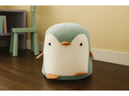 PÚFKA PINGVIN MODRÁ 28 x 34 CM *8847