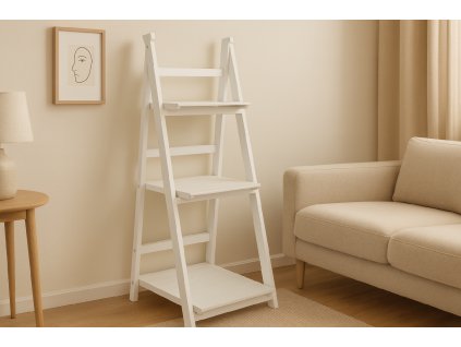 BIELA REBRÍKOVÁ POLICA S 3 POLICAMI 42 x 39 x 109 cm *8416