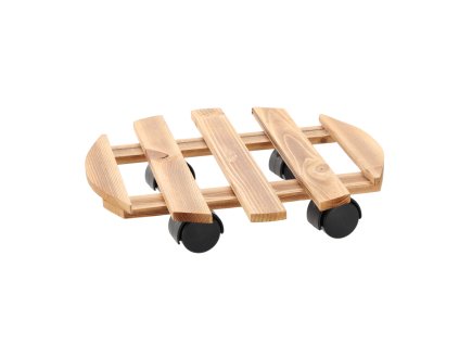 DREVENÝ OKRÚHLY STOJAN NA KOLEČKÁCH NA KVETINÁČ FI 36 CM *7885