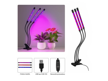 LED LÁMPA NA PESTOVANIE IZBOVÝCH RASTLÍN 3-RAMENNÁ *3814