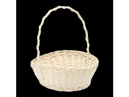 RATANOVÝ KOŠÍK 24/18 x 9/27 CM S RÚČKOU - BIELY *4163