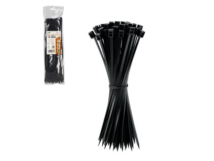 SADA 100 UPEVŇOVACÍCH PÁSIEK 3,6 x 300 MM ČIERNE