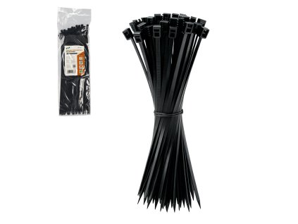 SADA 100 UPEVŇOVACÍCH PÁSIEK 4,8 x 300 MM ČIERNE