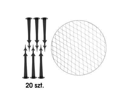 OCHRANNÁ SIEŤ PROTI VTÁKOM 10m x 20m (4g/m2) + 20 KOLÍKOV NA UCHYTENIE ZELENÁ *0489