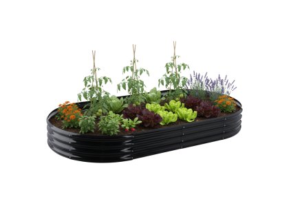 ZELENINOVO-KVETINOVÝ ZÁHON 180 X 90 X 30 CM OVÁLNY ANTRACIT *8434