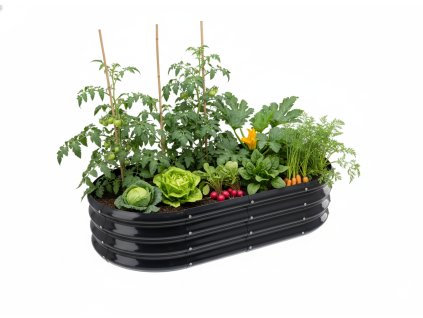 ZELENINOVO-KVETINOVÝ ZÁHON 120 X 60 X 30 CM OVÁLNY ANTRACIT *8465