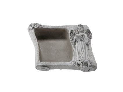 CINTORÍNSKY CEMENTOVÝ ČREP - KNIHA S ANJELOM ŠEDÁ 25 X 18,5 X 9,5 CM *8868