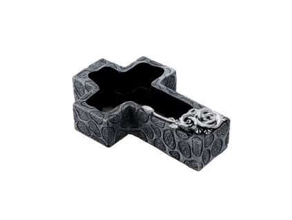 CINTORÍNSKA CEMENTOVÁ KVETINÁČ - KRÍŽ TMAVO ŠEDO - STRIEBORNÁ 28 X 18 X 7,5 CM *8943