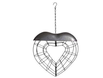 KOVOVÉ KRMÍTKO PRE VTÁKY NA TUKOVÉ GUĽKY - SRDCE 25 X 25 X 7 CM *7960