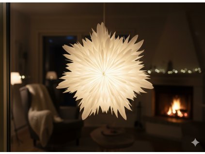 DEKORAČNÁ PAPIEROVÁ HVIEZDA 40 CM BIELA DVOJVRSTVOVÁ *9102