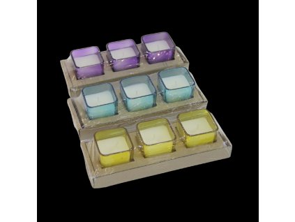 SADA 3 DEKORATÍVNE SVIEČKY CITRONELLA "ELIS" 5 X 5 CM MIX FARIEB *7447