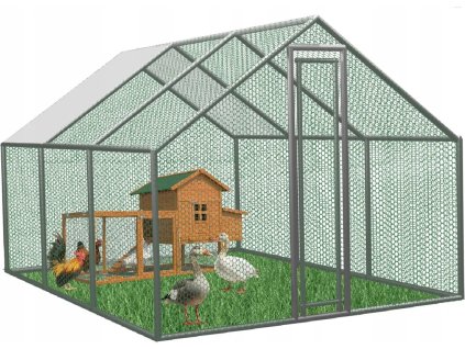 KOVOVÝ OHRADA PRE ZVIERATÁ 4,5 x 3 x 1,95 M S ČIASTOČNÝM ZASTREŠENÍM
