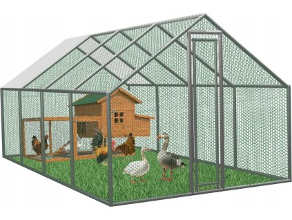 VOLIÉRA / KOVOVÁ OHRADA PRE ZVIERATÁ 6 x 3 x 1.95 M S ČIASTOČNÝM ZASTREŠENÍM *4047
