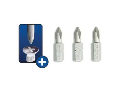 Krížový bit PH2 25 mm, oceľ S2, 3 ks DED-18A02PH20-03