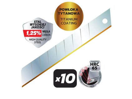Lomené náhradné čepele 18 mm s titánovým povrchom DEDRA M9043, 10 ks