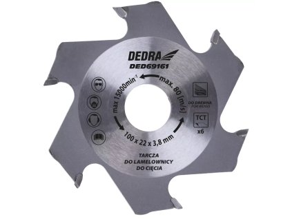 Kotúč pre lamelovú frézku DEDRA DED69161, 100 × 22 mm, 6 zubov