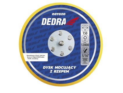 Montážny disk s suchým zipsom DEDRA 08T820, priemer 150 mm, na excentrické leštičky
