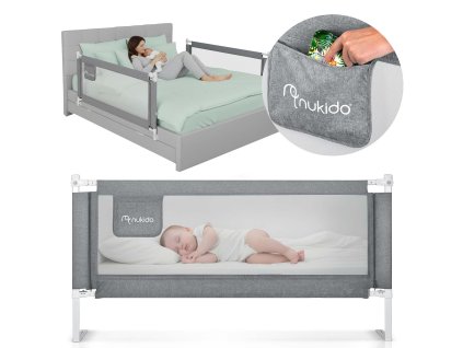 Ochranná bariéra na posteľ zabezpečujúca bránu zámok 160 cm Nukido NK-227 šedá