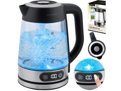 Sklenkanová elektrická kanvica s reguláciou teploty 1,8l 2200W Berdsen BD-715