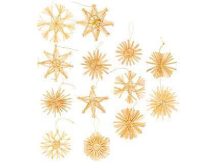 Slamenné vianočné ozdoby na stromček 48 ks 6–11 cm S-CA1470
