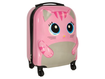 Detský cestovný kufor na kolieskach mačka ružová