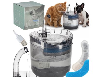Napájacia fontána pre psa mačku automatická napájačka USB 1,8 l čistiaci filter