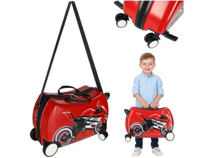 Detský cestovný kufor na kolieskach príručná batožina motorka