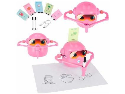 Interaktívna vzdelávacia robotická hračka, ktorá sa učí kresliť fixky ružová