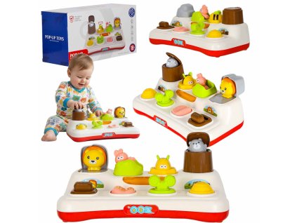 Vzdelávacia pop-up hračka pop-up zvieratá svetlo zvuk